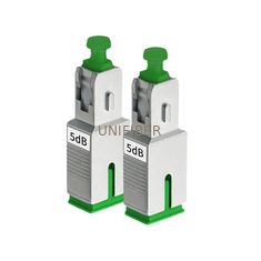 SC/APC pulg-in optical attenuator with stable attenuation 1~25dB, single mode fixed male to female metal housing