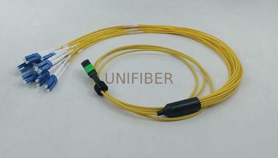 16 Fasern MPO-16 APC (Frauen) bis 8 LC UPC Breakout Patch Cord für 800G bis 8x100G Verbindung